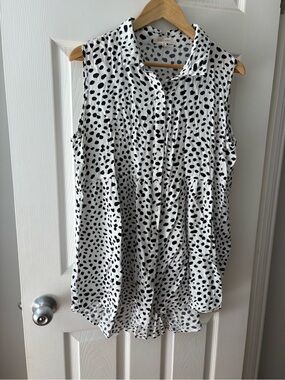 Solitaire polka dot Dalmatian sleeveless long tunic top size XL Anthro